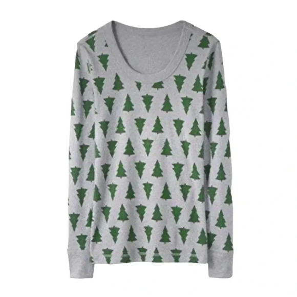 Hanna Andersson Tannenbaum Gray Green Christmas Tree Pajama Top Family Matching - Picture 1 of 7